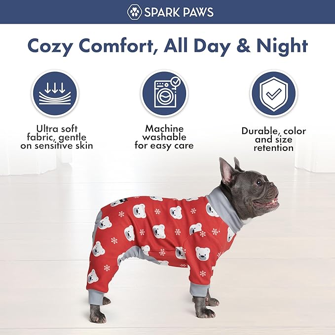 Spark Paws Dog Christmas Pajama, Dog Recovery Suit Male, Onesie, Ultra-Soft and 4-Way Stretch, for Small Medium and Large Breeds - Polar Bear - XL