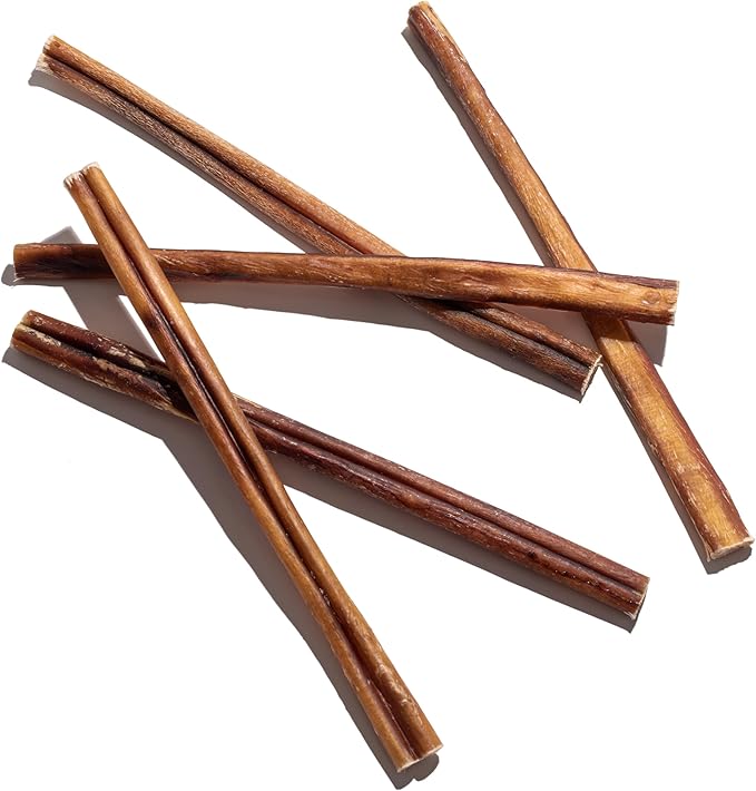 Jack&Pup 12 Inch Thin Bully Sticks for Small Dogs (5 Pack) Natural Dog Chews, Bully Sticks for Puppies, Senior Dogs