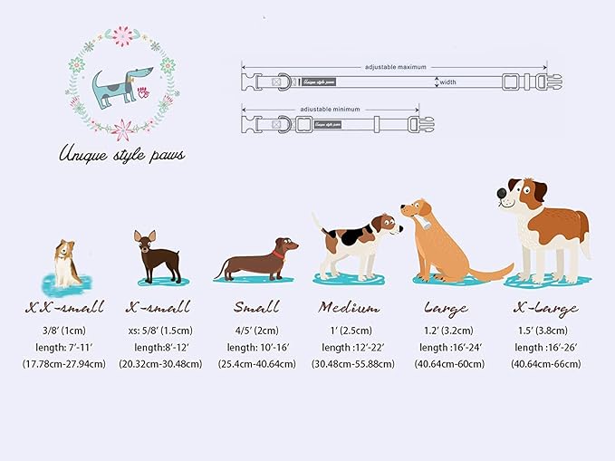Unique style paws Cotton Dog Collar with Bow Puppy Collar with Green Flower for Small Medium Large Boys Girls Dogs