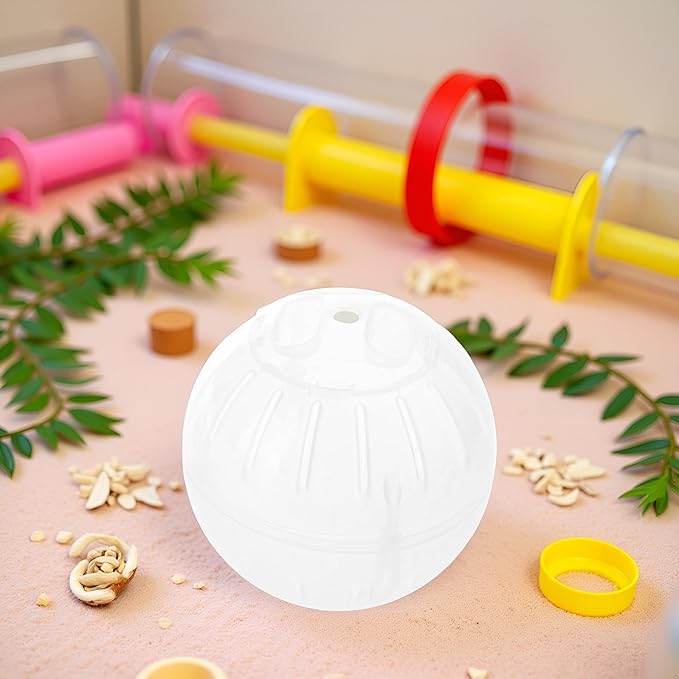 White-Transparent Silent Exercise Ball,Plastic Spinner Hamster Running for Sugar Gliders Small Mice Gerbils Hamster,Exercise Ball Small Animals,Diameter 10 cm