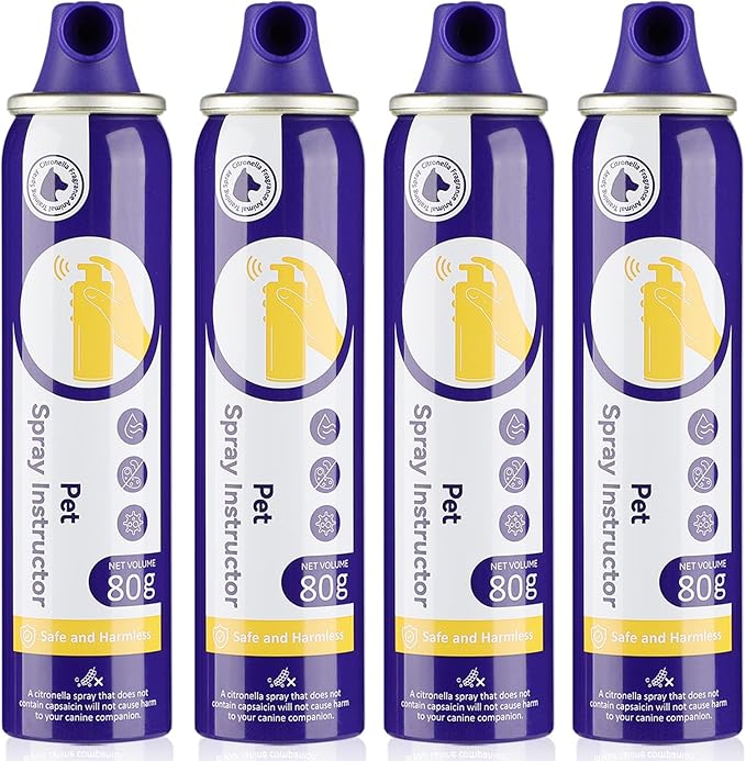 Corrector Spray Dog Trainer 4 Pack 80ml Dog Corrector Spray to Dogs from Stopping Unwanted Behaviors Pet Trainer Spray, Barking, Jumping, Stealing Food, Safe, Humane & Effective