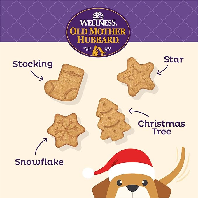 Old Mother Hubbard Wellness Winter Fun P-Nuttier Dog Biscuits, Natural, Seasonal, Holiday Treats, Peanut Butter Flavor, (16 Ounce Bag)