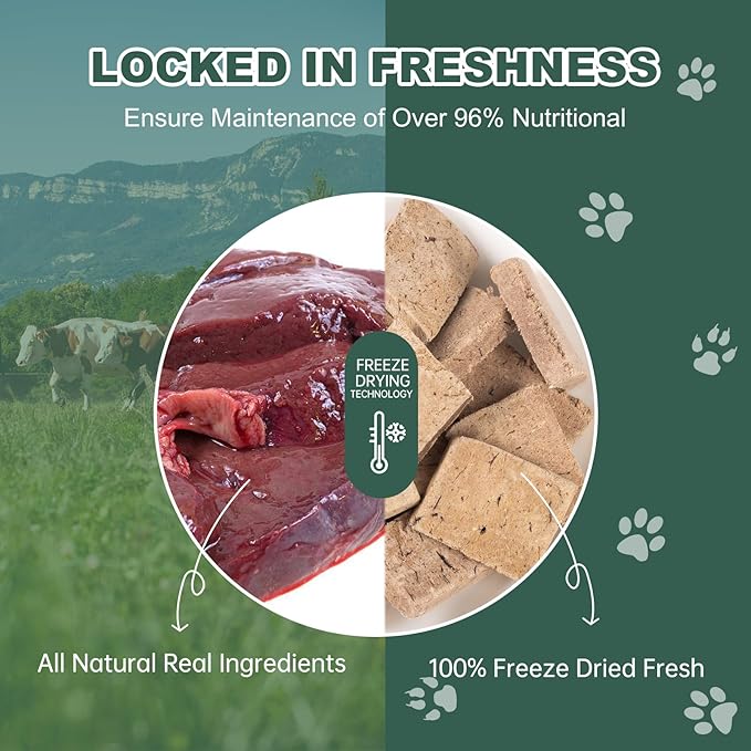 Freeze-Dried Beef Liver Dog Cat Treats - Single Ingredient Pet Snacks High Protein Rich in Iron & Vitamin A,Grain-Free,No Additives (3oz)