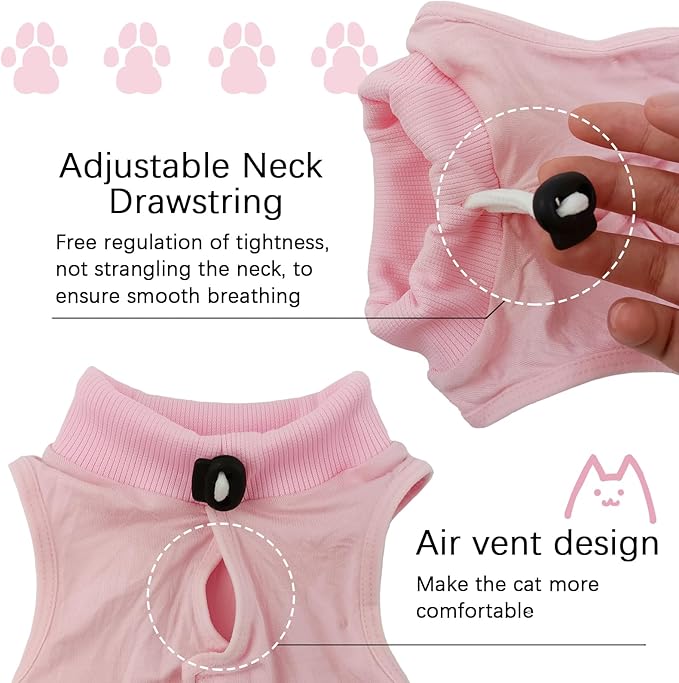 Cat Surgery Recovery Suit - M Size Pink, Soft and Breathable Modulating Material for Comfortable Recovery, Easy to Wear and Ideal for Post-Op Care