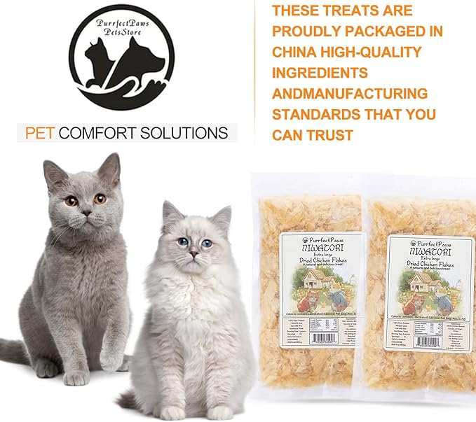 Purrfect Paws Premium Dried Chicken Flakes: Delicious Treats for Dogs & Cats - All-Natural and High in Protein - 4oz Bag