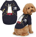 Parisian Pet Captain Sparrow Dog Costume - 100% Cotton Black Dog Clothes for Large Dogs Boys - Lightweight Puppy Outfits - Funny French Bulldog Clothes - Pirate Pet Shirt - Stretchy T Shirt for Dogs