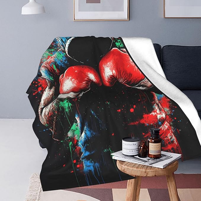 Boxing Gifts, Boxing Throw Blanket, Sports Gift for Men Boys Women Girls Lover Adult Cozy Fleece Flannel Bedding Stuff Plush for Couch Sofa Bed Decor 80"X60"