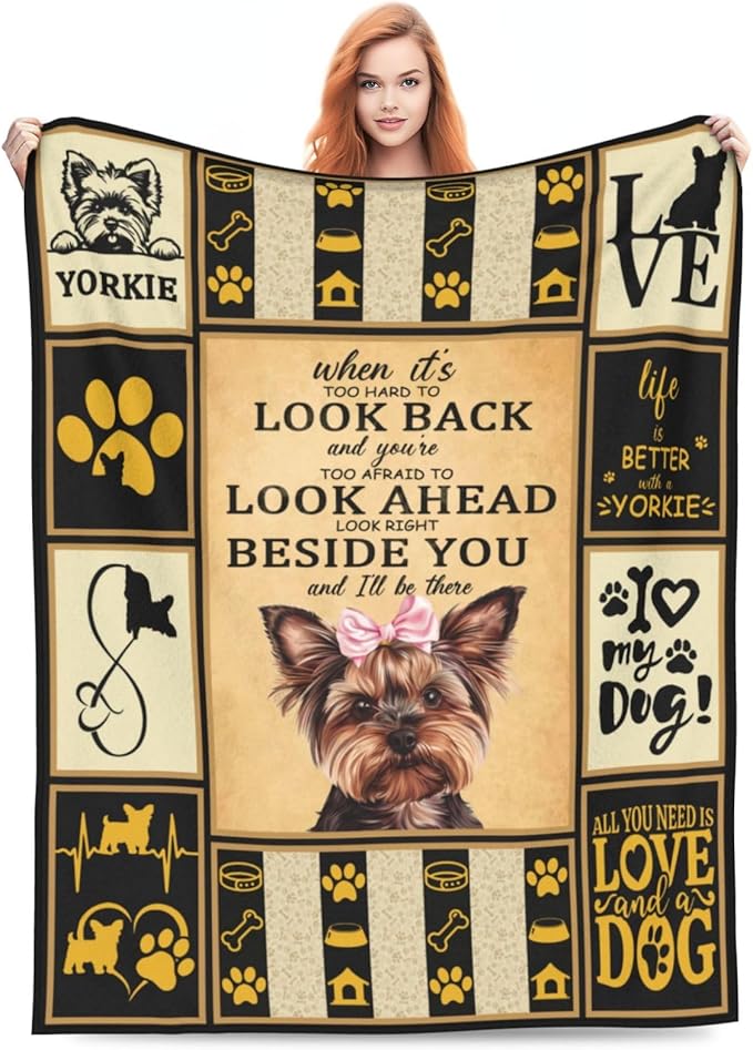 banonaty Yorkie Blanket Dog Throw Blanket Cozy Fleece Flannel Bedding Springer Yorkie Gifts for Women Men Boys Girls Adult Lover Stuff Plush for Couch Sofa Bed Decor 50"X60"
