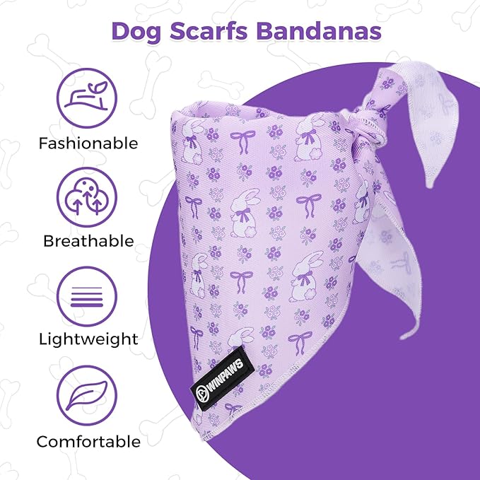Dog Harness and Leash Collar Set with Dog Poop Bag Holder and Bandanas, Escape Proof Adjustable Puppy Cat Vest with Soft Mesh Padded, Pet Supplies for Small Medium Large Dogs Kitten(Purple, S)