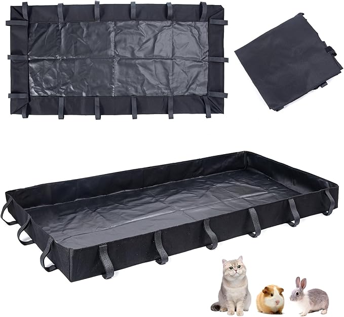 Guinea Pig Cage Bottom Tarp for C&C Grids Habitat Cage Panel, 47x24 inches Guinea Pig Cage Liner Base, Washable Small Animal Cage Bedding for Rabbits Hamsters Hedgehogs Ferrets Small Pets(No Cage)