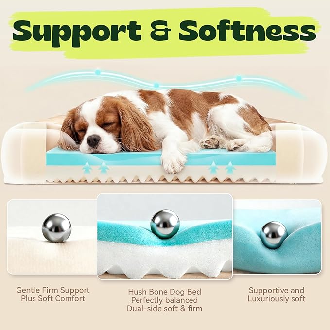 Orthopedic Dog Bed for Small Medium Dogs,Removable Washable Cover,Cooling Gel Memory Foam Sofa,Waterproof Anti-Slip for Pets,28" L x 23" W x 6.5" Th