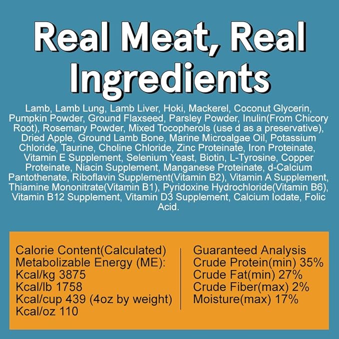 Real Meat Air Dried Dog Food w/ Real Lamb & Fish - Four 2lb Bag of Grain-Free Real Meat Dog Food Sourced from Free-Range Lamb & Ocean-Caught Fish - Digestible, All-Natural, & High-Protein Lamb & Fish