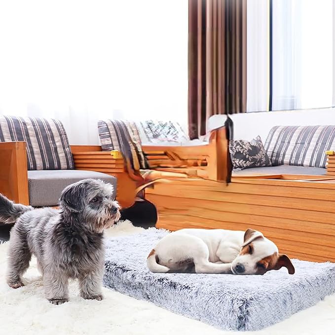 huraty Soft Crate Pet Bed Mat with Removable Cover Orthopedic Dog Pad Non-Slip Waterproof Cuddler Cushion Mat for Small Medium Dogs Cats, Charcoal, L