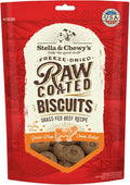 Stella & Chewy's Freeze-Dried Raw Coated Dog Biscuits – Grass-Fed Beef Recipe – Protein Rich, Grain Free Dog & Puppy Treat – Great Snack for Training & Rewarding – 9 oz Bag