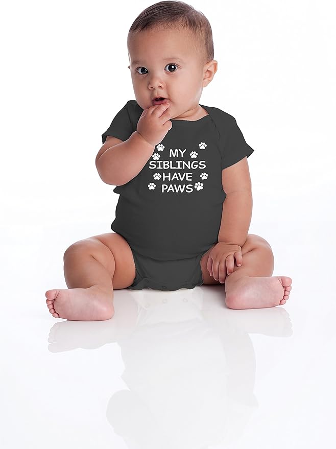 My Sibling have Paws - Funny Baby Essentials Bodysuit - Cute Newborn Outfit Boy Girls Clothes