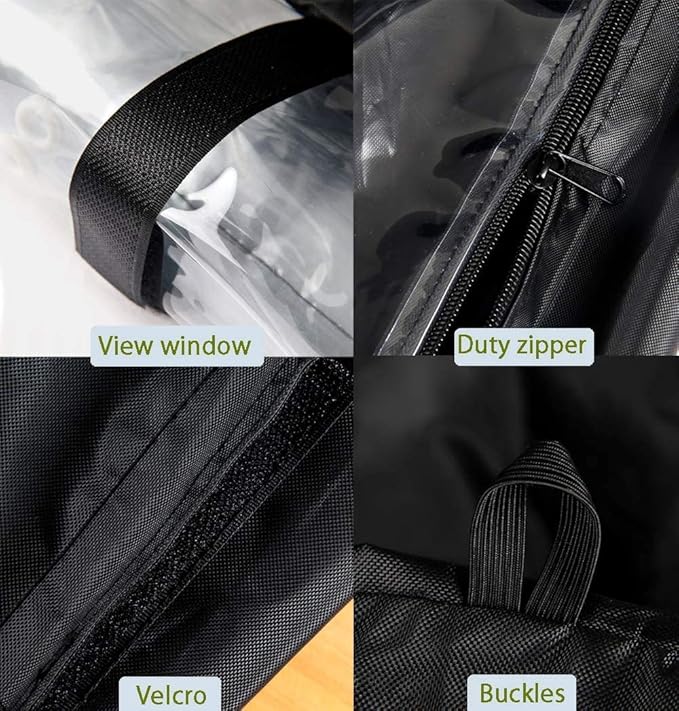 J&C Heavy Duty 420D Double Decker Rabbit Hutch Cover Outdoor Bunny Cage Cover Windproof Waterproof Black Covers for Winter Rectangular for Guinea Pig Cage (71x20.5x34 in)