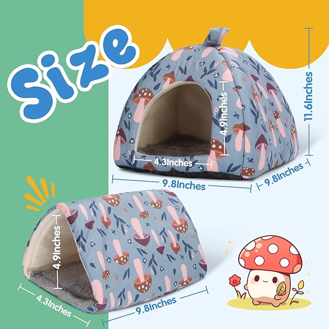 2-Pack Guinea Pig Hideout with Tunnel, Warm Lightweight Small Animal Bed, Easy to Clean Guinea Pig Bed for Rabbits Hamsters Chinchillas
