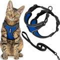Voyager Escape-Proof Step-In Lock Cat Harness & 5ft Neoprene-Handle Leash Set All-Weather Mesh with Reflective Stitching For Small to Large Cats by Best Pet Supplies, Black Trim-Royal Blue (327), XXXS
