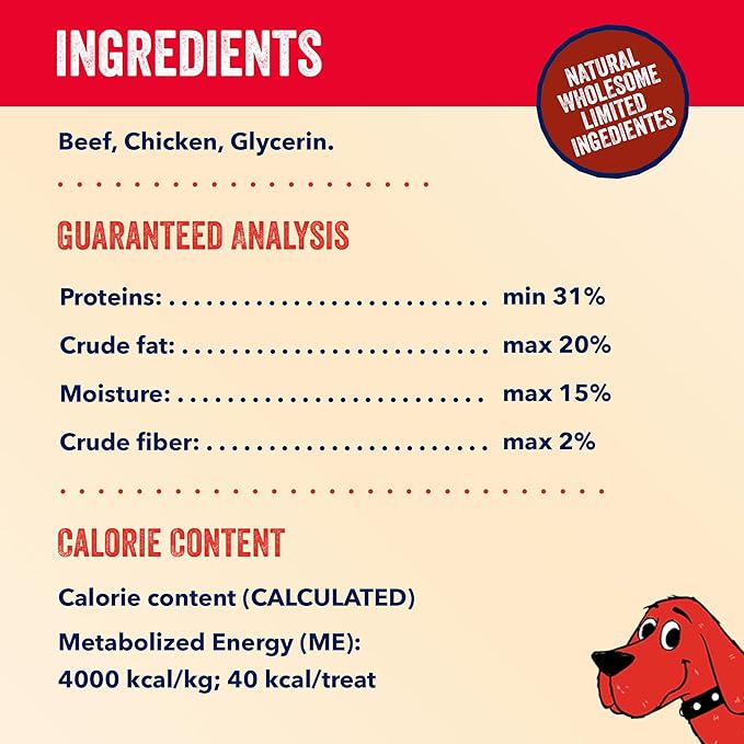 Clifford The Big Red Dog Soft Training Treats for Puppies and Dogs – Healthy, High Protein, Grain Free, Soft Puppy Treats for Small Dogs and Large – Real Chicken Sausage – 6oz