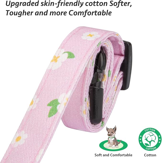 Cotton Handmade Dog Collar Cute and Distinctive Patterns Purple Flower with Pendant for Girl Boy Dogs Collars S