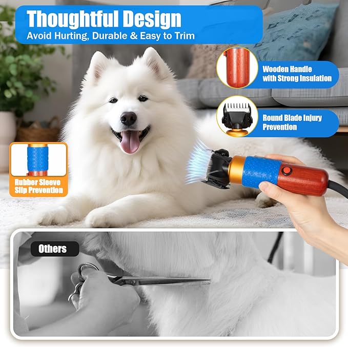 KPfaster 10ft Sheep Shears, with Plug & 2 Blades 200W Electric Clippers Animal Shave Grooming Farm for Dogs Cat Goat Alpaca, Llamas, Angora Rabbits Shearing Hand Piece Cutter Livestock Pet Supplies