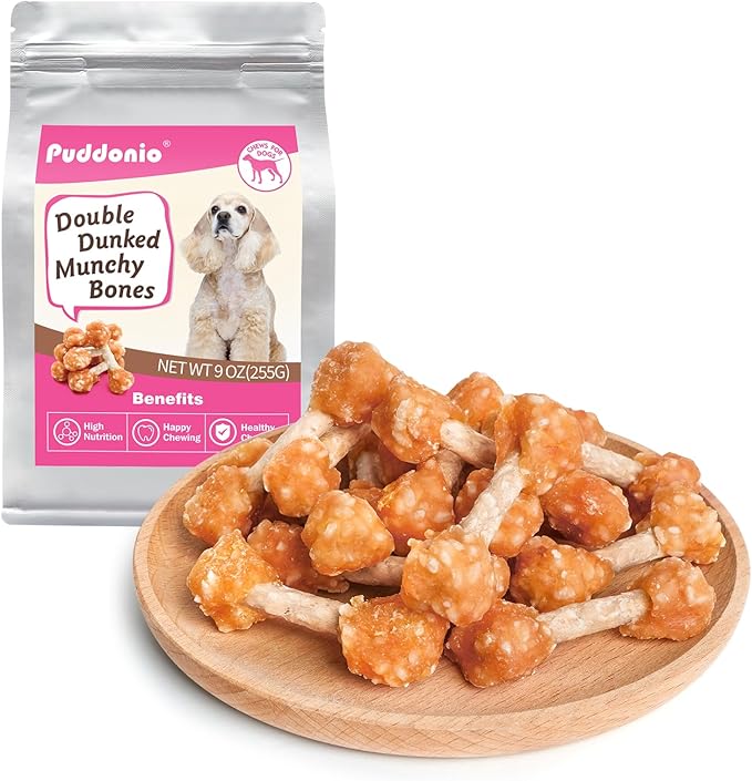 Dog Treats, Chicken Wrapped Rice Dumbbells Bones, Teeth Cleaning Rawhide Dog Chews for Puppy and Small Dogs, 9oz