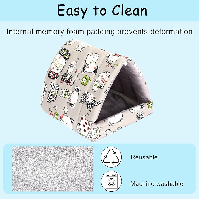 UPINS 2 Pack 9.8 inches Guinea Pig Bed, Guinea Pig Hideout Washable Small Animal House Cage Accessories for Dwarf Rabbits Chinchillas Hamsters Hedgehogs Ferrets Bearded Dragons and Rats