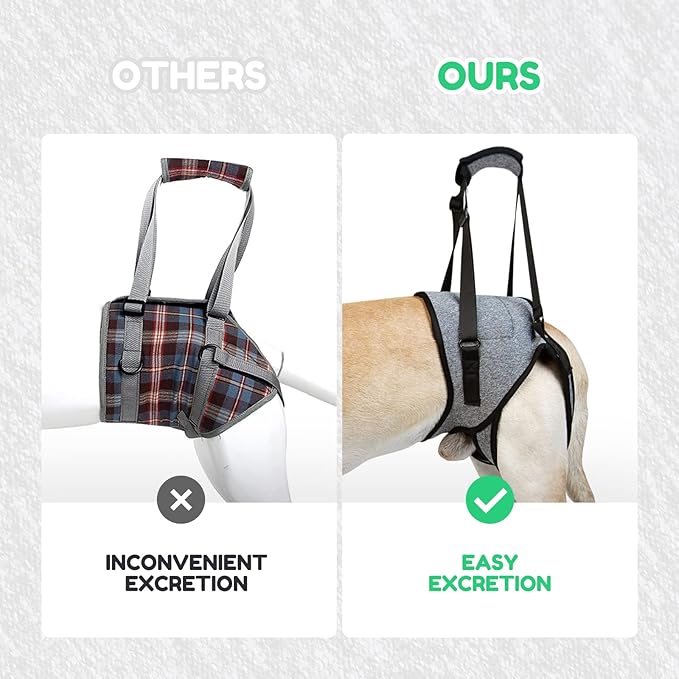 Dog Lift Harness, TORJOY Dog Sling for Small Medium Large Dogs, Dog Support Harness for Back Legs, Adjustable Soft Padded Pet Harness for Olderly, Injured, Arthritic, Disabled Dogs, Grey, M
