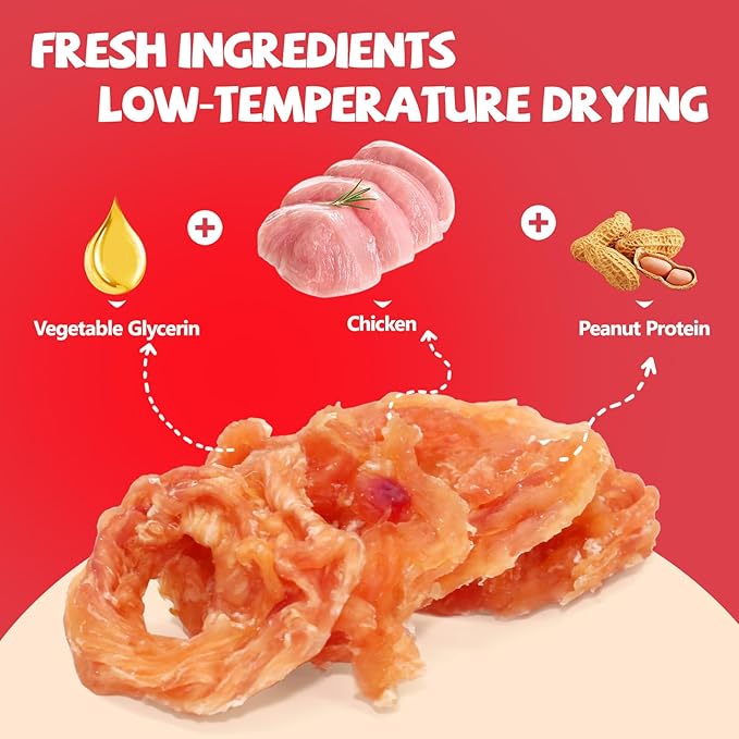 Dog Treats Chicken Jerky Rings High Protein Taurine-Rich Perfect for Chewing Training Rewarding Small, Medium, and Large Dogs,14.11 Oz