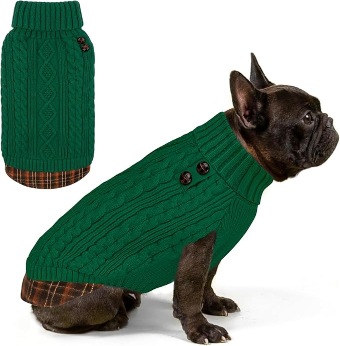 KYEESE Dog Sweater Warm Turtleneck Medium Dogs Sweater Stretchy Thick Pet Coat for Fall Winter Cold Weather Soft Pullover Dog Sweaters for Medium Dogs Boy