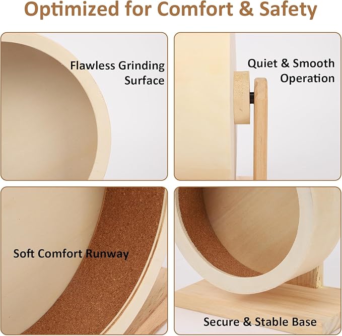 Wooden Hamster Wheels 5.7 Inch Silent Exercise Running Wheel Prevents Boredom Depression for Hamster Gerbil Mice Chinchillas Guinea Pigs (S)
