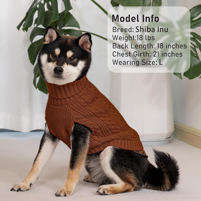 KYEESE Dog Sweater Thick Pet Coat for Fall Winter Cold Weather Stretchy Knitwear Cat Clothes Soft Pullover Dog Sweaters for Small Dogs Male Warm Turtleneck Small Dogs Sweater with Gingham Patchwork