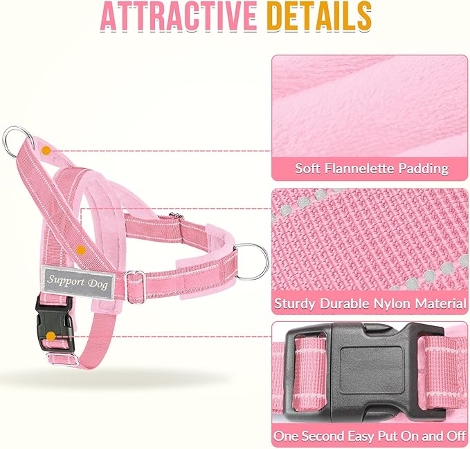 SlowTon No Pull Dog Harness - Heavy Duty Dog Harness and Leash Set for Medium Large Dogs, Reflective Tactical Harness with Soft Padded and Front Clip for Easy Walk and Training (PI, M)