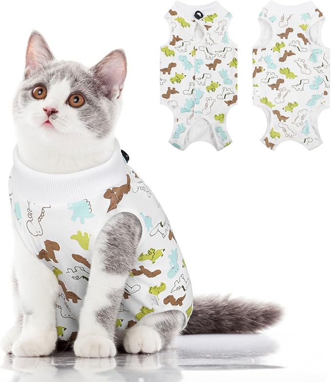 Cat Recovery Suit, Kitten Surgical Full Bodysuit for Abdominal Wound Protector Anti Licking After Surgery, Professional Bandages Cone E-Collar Alternative for Small Male & Female Pets