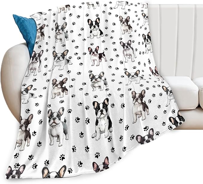 Boston Terrier Throw Blanket French Bulldog Frenchie Puppy Stuff Gifts for Dog Lover Kids Girls Boys Adults Women Men Soft Cozy Warm Plush Fluffy Fuzzy Fleece Blanket Decor 60''X80''