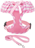 EXPAWLORER Cute Dog Harness and Leash Set - Pink Girl Dog Harness Checkered Step-in Design, Easy Adjustable No-Choke Lightweight Breathable Vest for Puppy Small Dogs Cats Outdoor Walking, Small