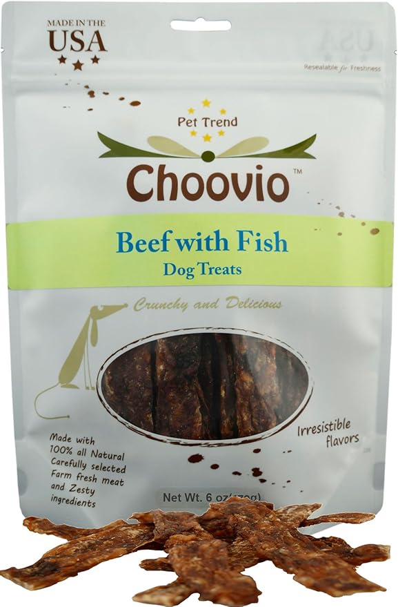 Choovio Beef with Fish Dog Treats, Made in USA,(5-Ounce Bag)