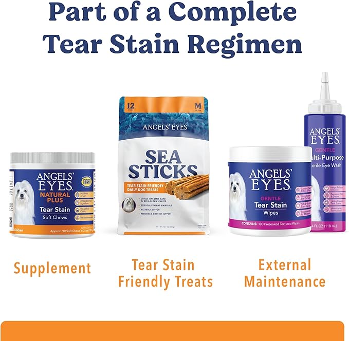 Angels’ Eyes Sea Sticks Tear Stain Friendly Daily Dog Treats with Red & Brown Seaweed Tear Stain, Gut Health, & Metabolic Support Grain-Free, Gluten-Free, Plant-Based North Sea Small 24ct