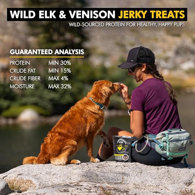 Venison Jerky Training Treats for Dogs – Elk & Deer Meat Protein Dog Treat High-Value Reward – All-Natural, No Fillers, Grain-Free, No Artificial Preservatives – 8 oz (2 Pack)