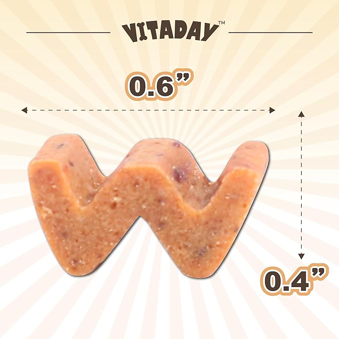 VITADAY Buffalo Dog Treats W Shaped 8oz, Natural Low-Fat Chews for Training & Rewards, Limited Ingredient, Dogs & Puppies