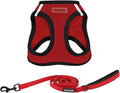 Best Pet Supplies Voyager Step-in Air All Weather Mesh Harness and Reflective Dog 5ft Leash Combo with Neoprene Handle, for Small, Medium and Large Breed Puppies - Set (Red/Black Trim), Large