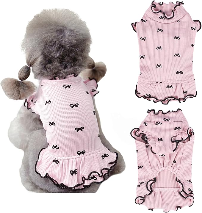 Small Dog Clothes Extra Small Dogs Spring Summer Dress Cute Soft and Breathable Outfits for Female Chihuahua Shih Tzu Yorkshire Puppy Cats (Pink Dress, X-Small)