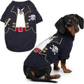 Parisian Pet Captain Sparrow Dog Costume - 100% Cotton Black Dog Clothes for Large Dogs Boys - Lightweight Puppy Outfits - Funny French Bulldog Clothes - Pirate Pet Shirt - Stretchy T Shirt for Dogs