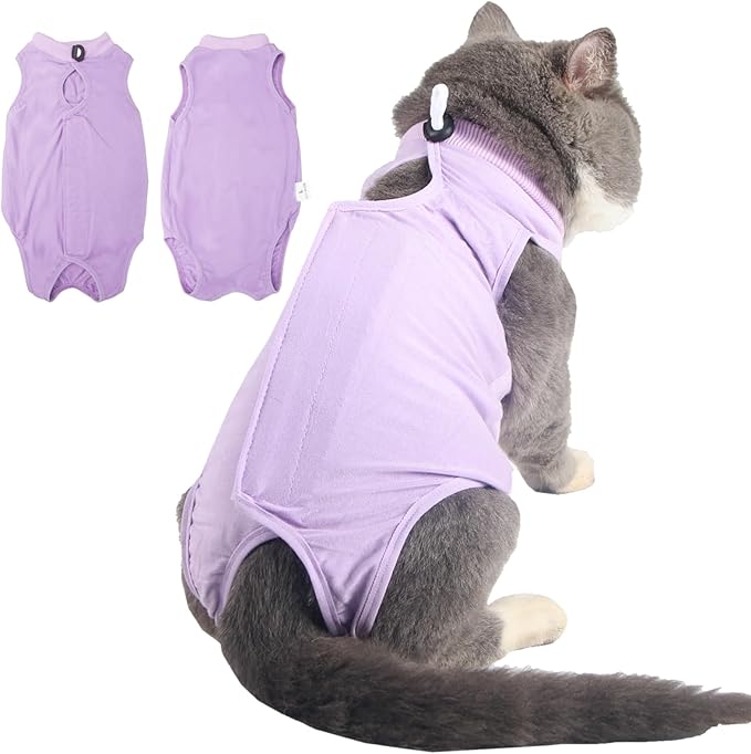 Cat Surgery Recovery Suit, Kitten Surgical Full Bodysuit for Abdominal Wound Protector Anti Licking After Surgery, Professional Cat Surgical Suit E-Collar Alternative for Male & Female Pets
