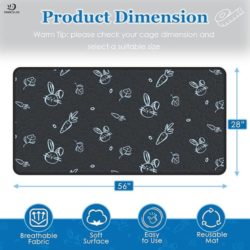 2-Pack Guinea Pig Cage Liner Washable, 28in x 56in Ultra-Absorbent Guinea Pig Bedding for Cage Non-Slip Leak-Proof Pee Pads for Dogs Rabbit Bunny Cat Litter Mat, Navy