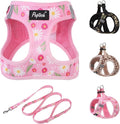 PUPTECK Dog Harness and Leash Set for Small Medium Dogs No Pull Step-in Soft Mesh Puppy Cat Vest Harnesses Reflective at Night, Pink Floral, S