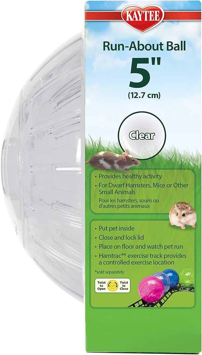 Kaytee 5" Clear Run-About Exercise Ball for Pet Dwarf Hamsters & Mice (Pack of 2)