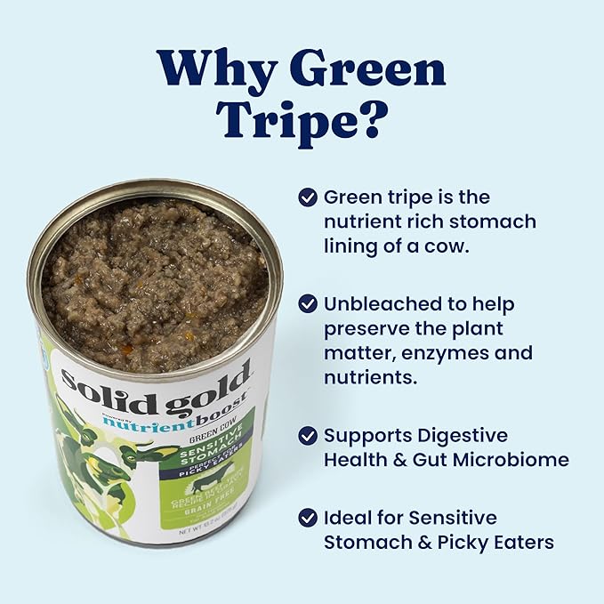 Solid Gold Beef Tripe Wet Dog Food Mix in for Adult & Senior Dogs - Helps Boost Appetite for Picky Eaters & Sensitive Stomachs - Canned Dog Food Additive for Healthy Digestion - 6 Pack/13.2oz Cans
