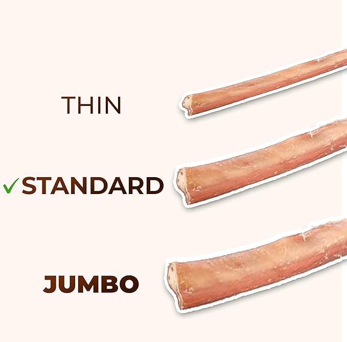6-inch Bully Sticks for Dogs (Pack of 20), Natural Scent & Long Lasting Dog Dental Chews All Natural & Single Ingredient, 100% Beef Dog Treat with No Artificial Flavor