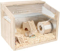 Hamster Cage with Camera - 2.5K 5G Hamster Camera for Chewproof Guinea Pig Cage Clear Small Animal cage with Open top Hamster Habitat Wooden Mouse cage 15.7 * 12 * 12 in (Hamster Cage)
